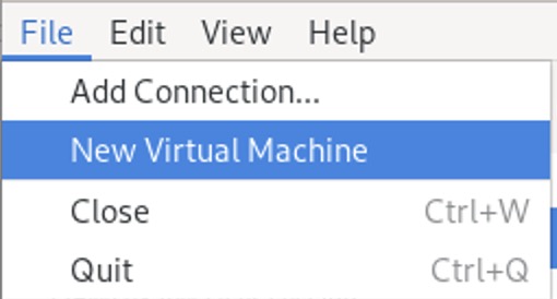 New Virtual Machine menu